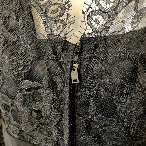 60s Vintage Black Lace Half Sleeve Midi Fit and Flare Cocktail Dress Size S - Picture 6 of 7